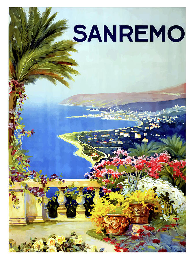 Sanremo, Italy, view from terrace Painting by Long Shot