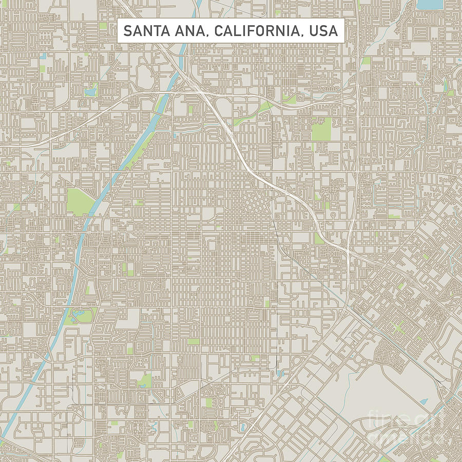 City Digital Art - Santa Ana California US City Street Map by Frank Ramspott