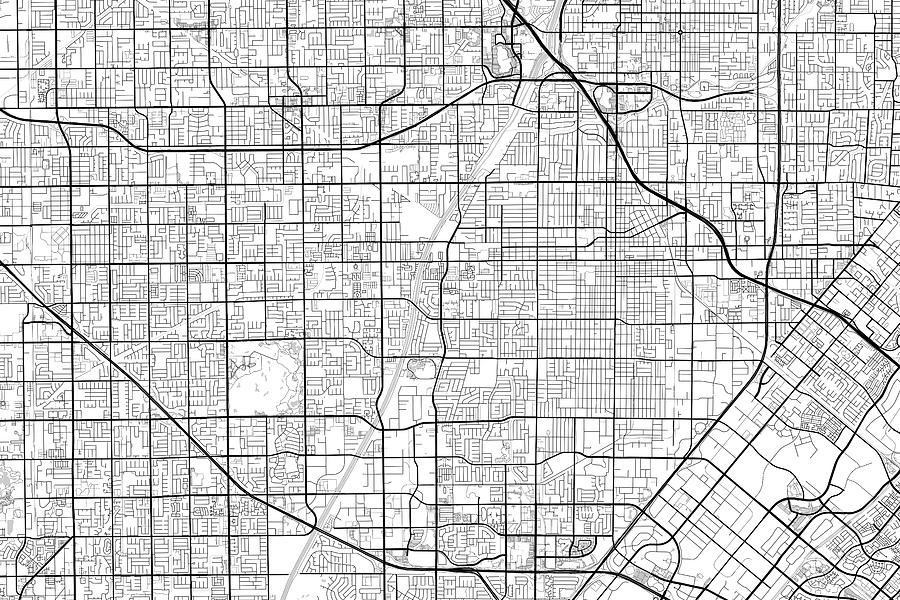 Santa Ana California USA Light Map Digital Art by Jurq Studio