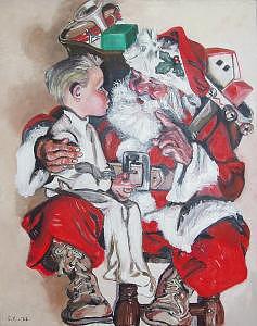 Santa Painting - Santa And The Boy by Eileen Kasprick Santa Painting - Santa And The Boy by Eileen Kasprick