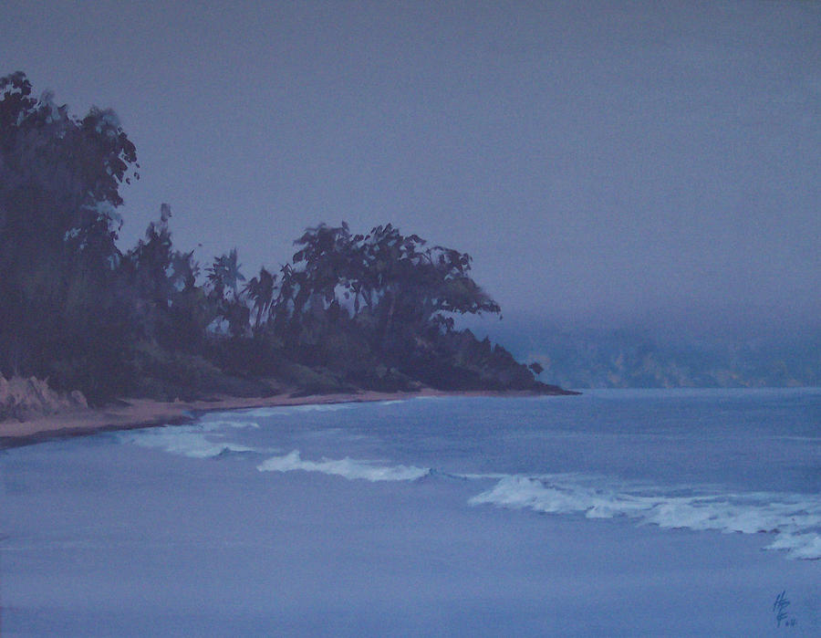 Santa Barbara Beach at Twilight Painting by Philip Fleischer