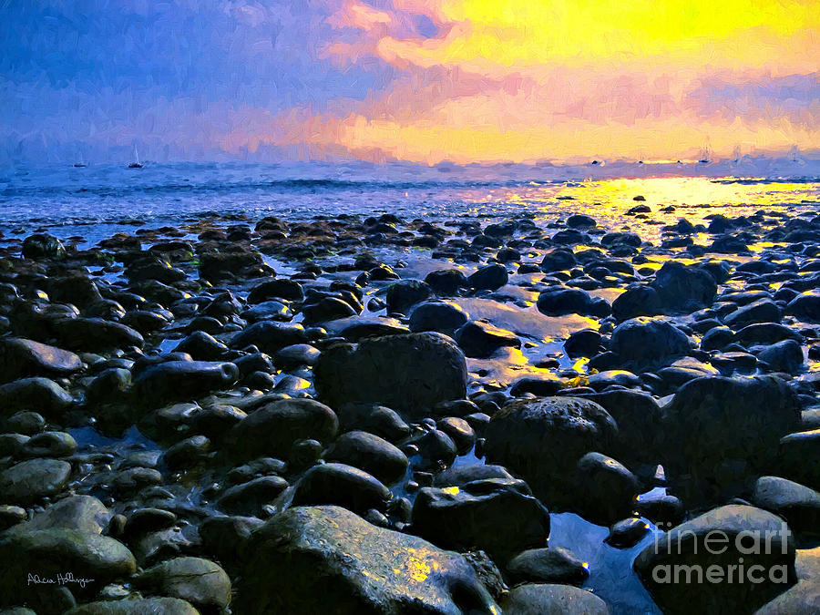 Santa Barbara Beach Sunset California Digital Art by Alicia Hollinger