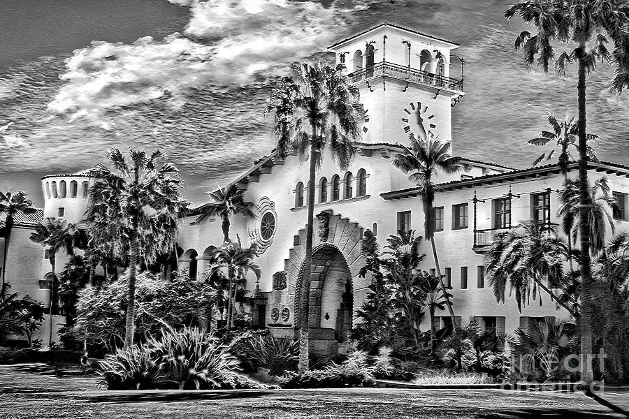 Santa Barbara Courthouse BW Photograph by Danuta Bennett