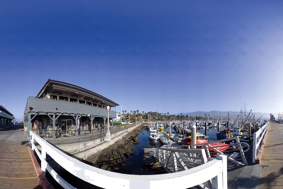 Santa Barbara Harbor and Brophy Brothers Restaurant Photograph by Brian Lockett