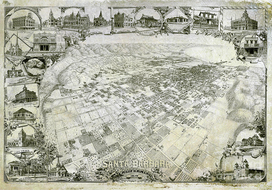 Santa Barbara Map 1898 Photograph by Jon Neidert