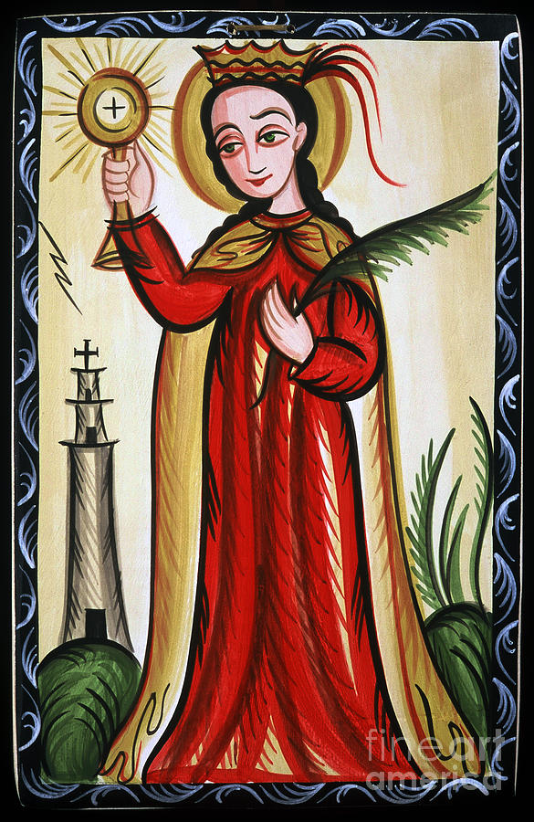 Santa Barbara - St. Barbara - AOBAR Painting by Br Arturo Olivas OFS