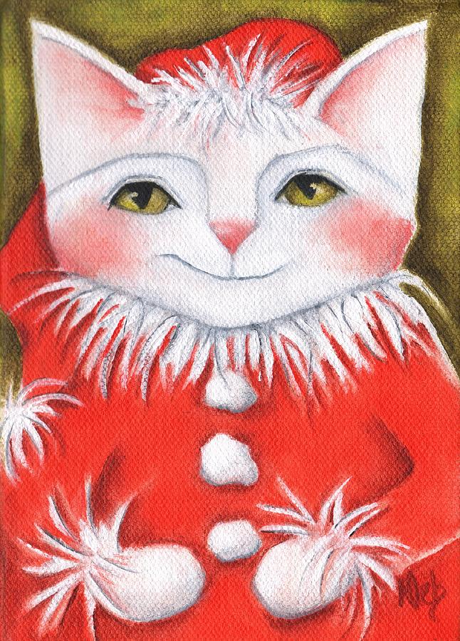 Santa Cat Painting by Deb Harvey
