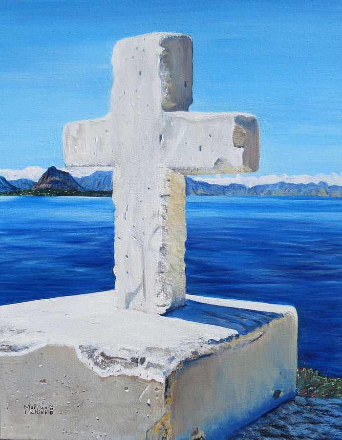 Santa Catarinas Cross Painting by Marilyn McNish