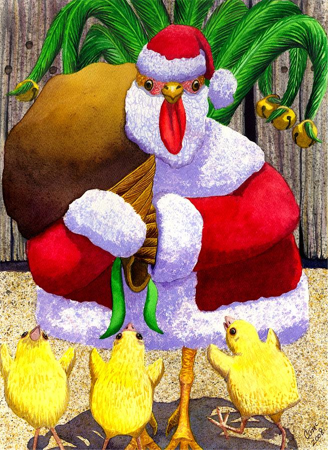 Santa Chicken Painting by Catherine G McElroy