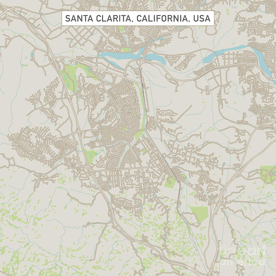 Santa Clarita California US City Street Map Digital Art by Frank ...