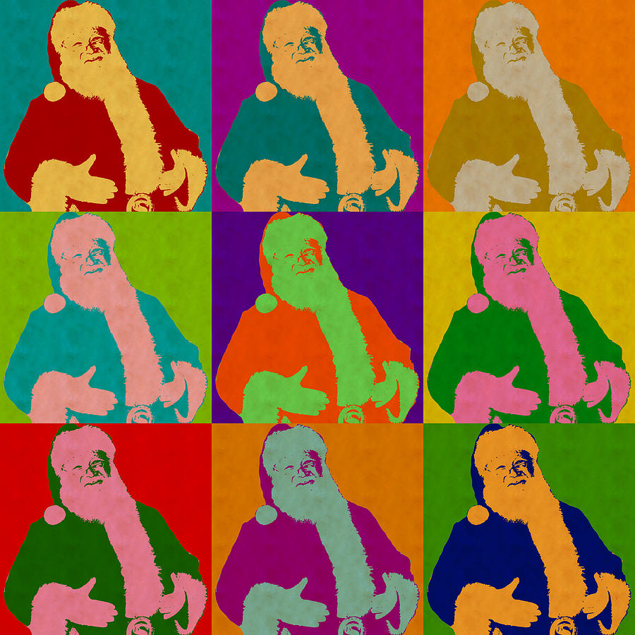 Santa Claus Andy Warhol Style Digital Art by Anthony Murphy