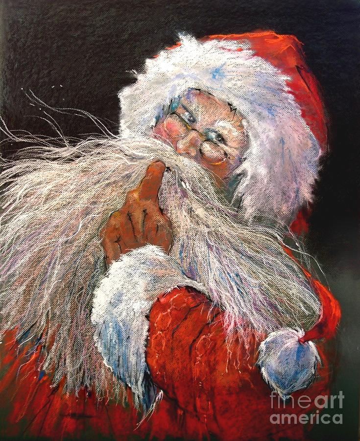 SANTA CLAUS - Christmas Secrets - Shhh, Dont Tell Painting by Shelley Schoenherr