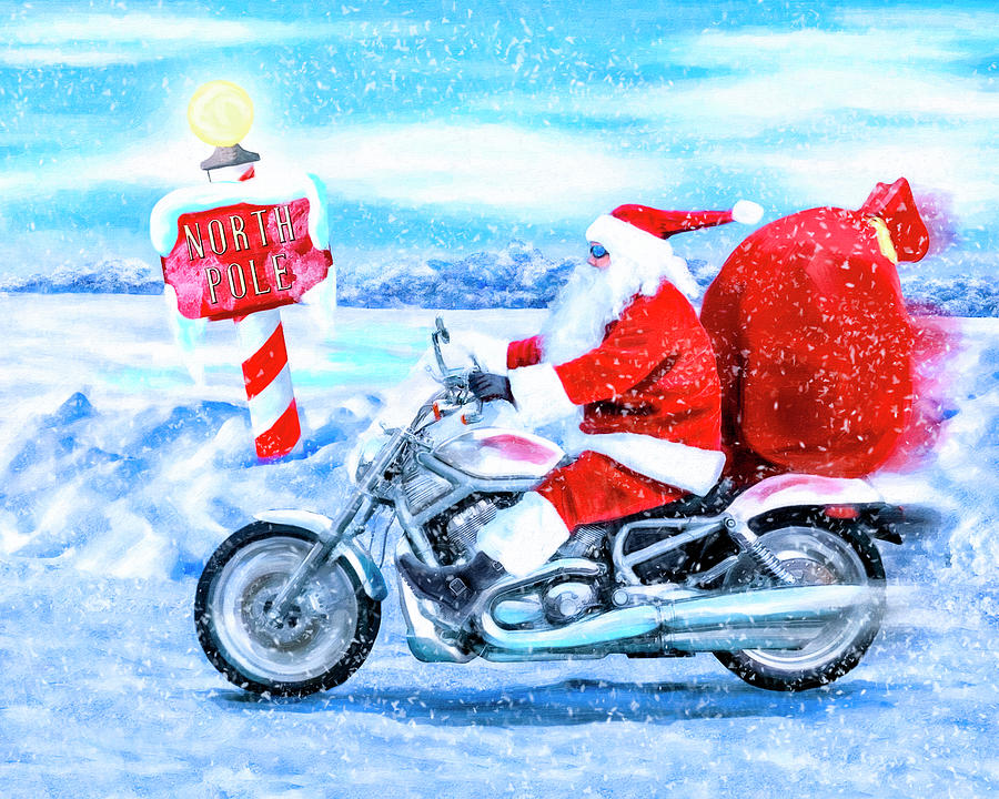 Christmas Mixed Media - Santa Claus Has A New Ride by Mark Tisdale