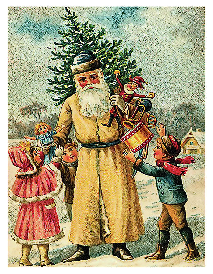 Santa Claus is bringing lot of joys for good children Painting by Long Shot