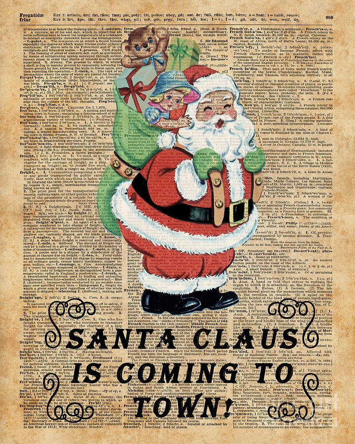 Vintage Digital Art - Santa Claus Is Coming To Town Vintage Christmas Decoration  by Anna W