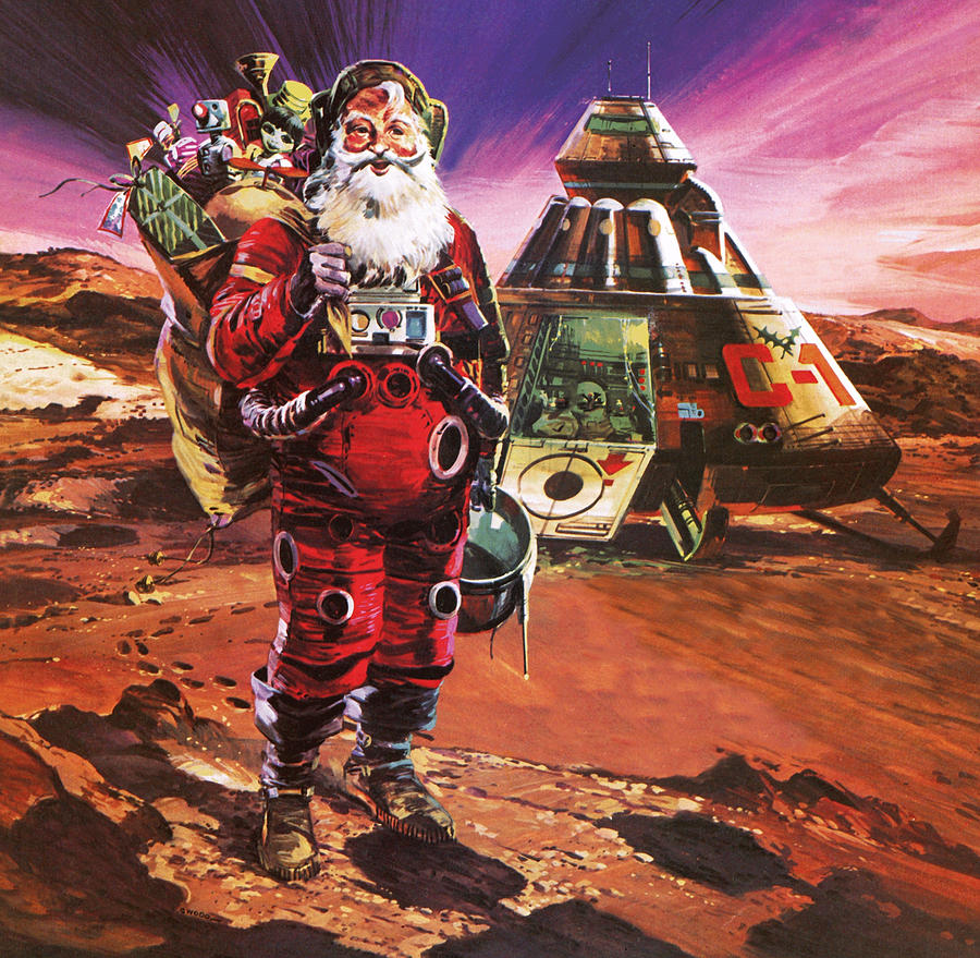 Mars Painting - Santa Claus on Mars by English School Mars Painting - Santa Claus on Mars by English School