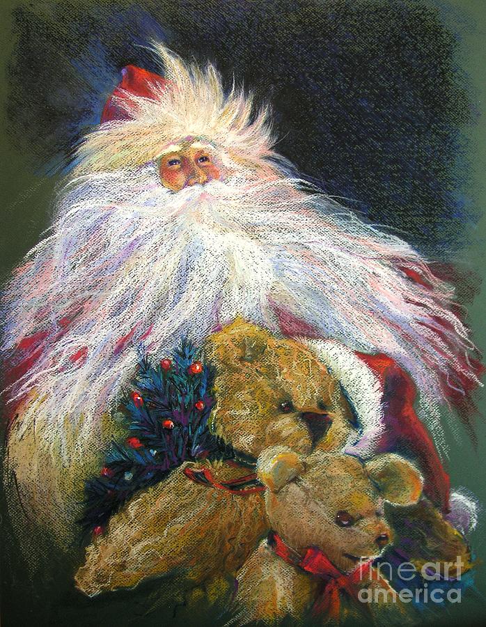 SANTA CLAUS Riding Up Front with the Big Guy  Pastel by Shelley Schoenherr
