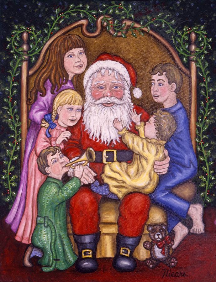 Santa Claus With Children Painting