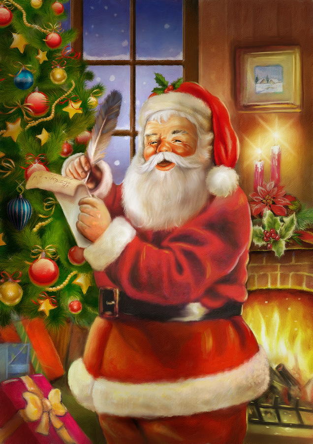 Santa Claus writing Painting by Patrick Hoenderkamp - Fine Art America