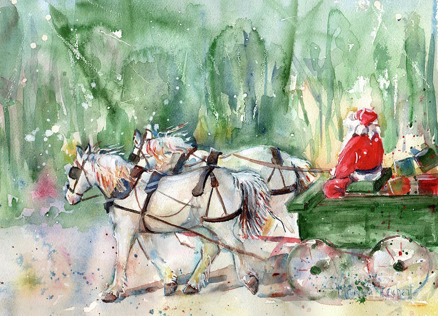 Santa Claus is Coming To Town Painting by Maria Reichert