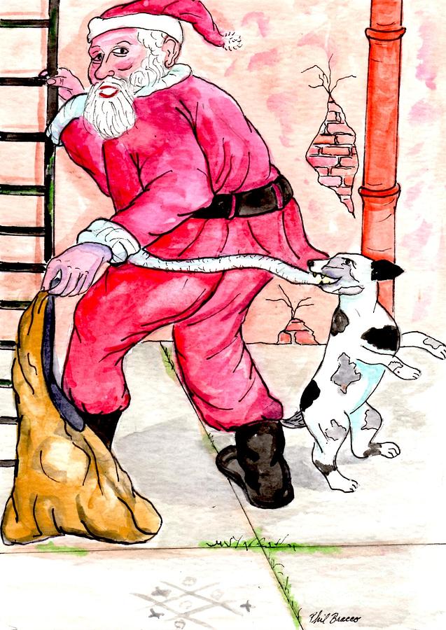 Santa Climbs The Ladder Mixed Media by Philip And Robbie Bracco