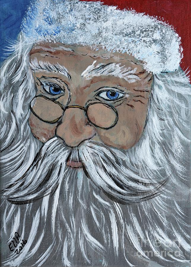 Santa Colorful Christmas Art Print Painting by Ella Kaye Dickey