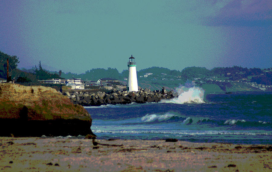 Lighthouse Photograph - Santa Cruz Beach by Lori Mellen-Pagliaro