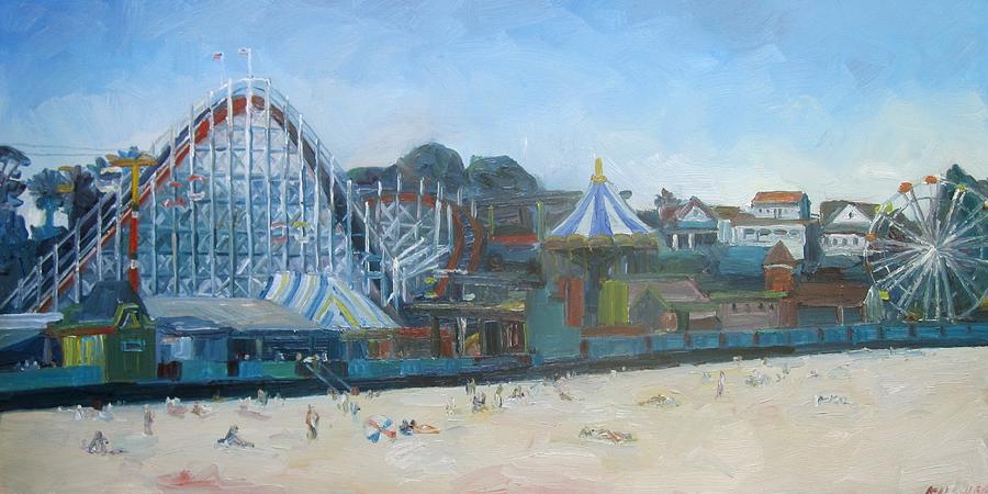 Santa Cruz boardwalk Painting by John Kilduff Pixels