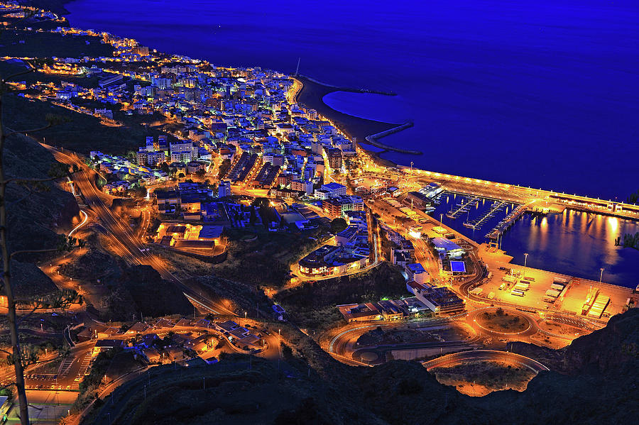 Santa Cruz de la Palma at night Photograph by Heinz Tschanz