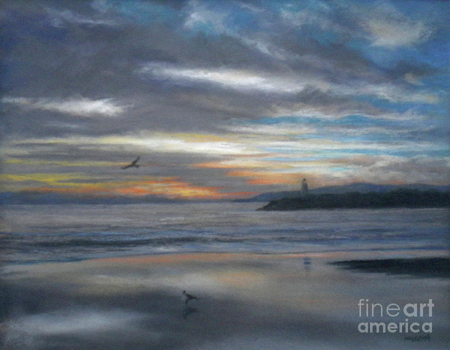 Beach Painting - Santa Cruz Dusk by Cheri Halsema