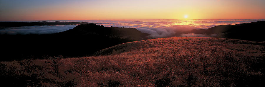 Mountain Photograph - Santa Cruz Mountains At Sunset Ca Usa by Panoramic Images