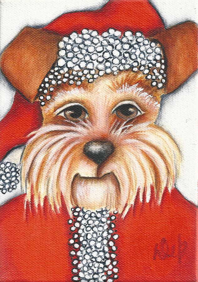 Santa Dog Painting by Deb Harvey