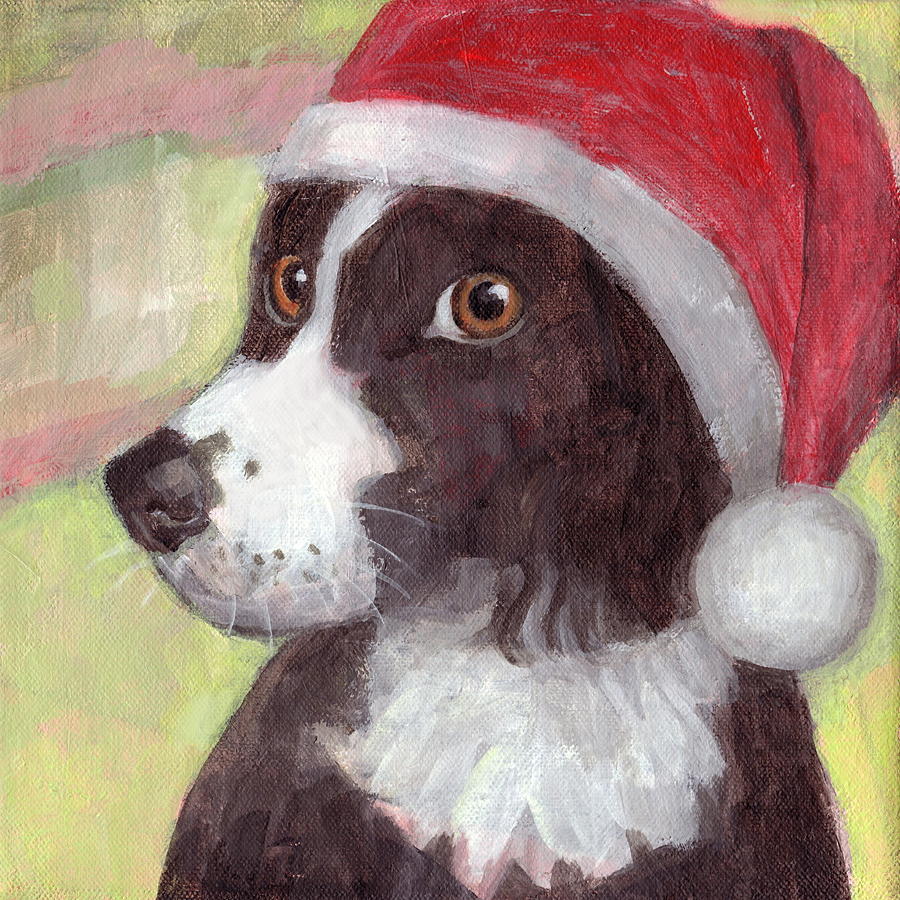 Santa Dog Painting by Kazumi Whitemoon