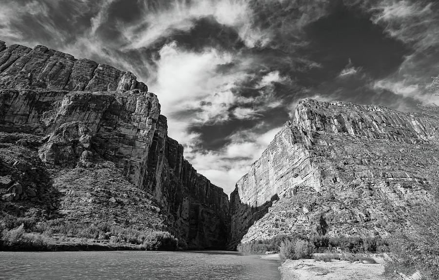 Big Bend National Park Photograph - Santa Elena Canyon Black and White by Judy Vincent