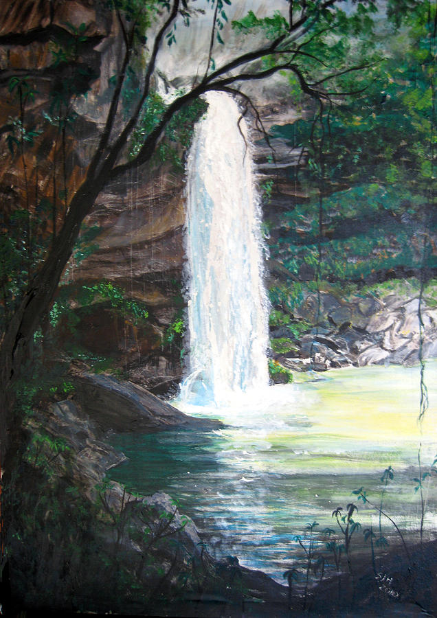 Santa Emelia Waterfall Painting by Sarah Hornsby