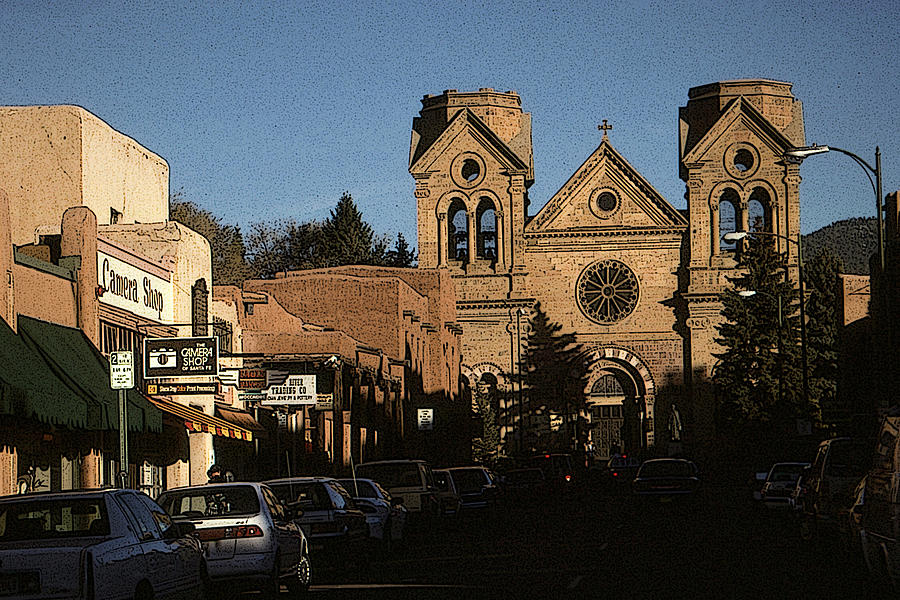 Santa Fe Cathedral New Mexico - Photo Art Illustration by Peter Potter Santa Fe Cathedral New Mexico - Photo Art Illustration by Peter Potter