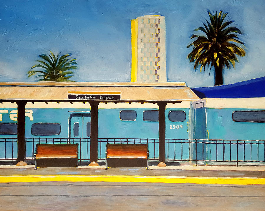 Train Painting - Santa Fe Depot by Karyn Robinson