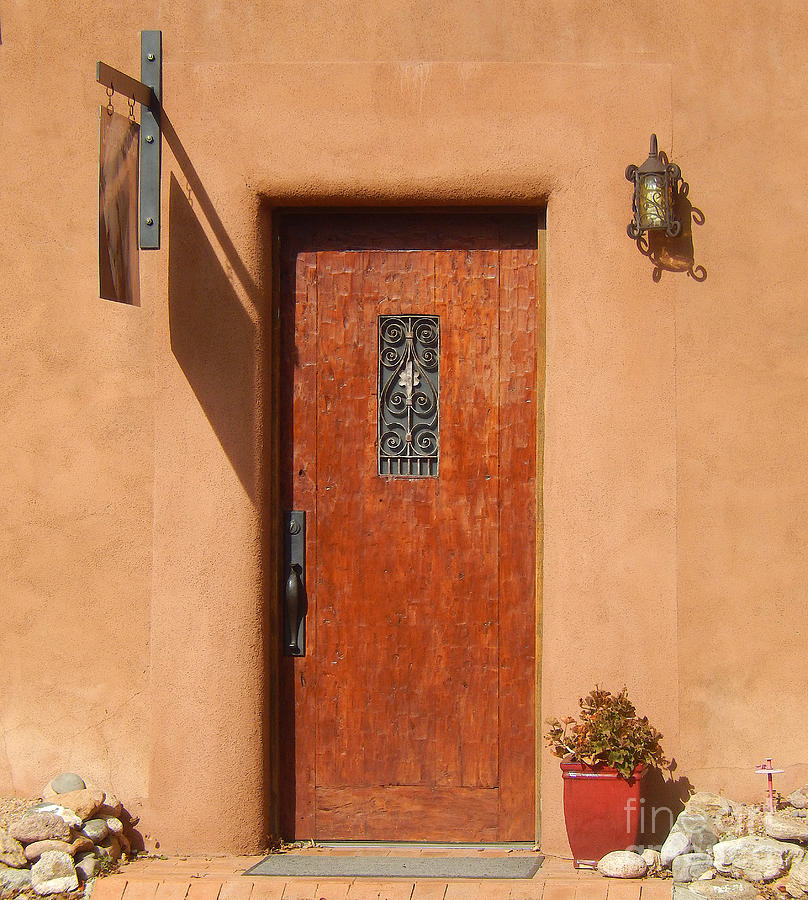 Santa Fe Digital Art - 			Santa Fe Door With Wrought Iron by Ann Johndro-Collins