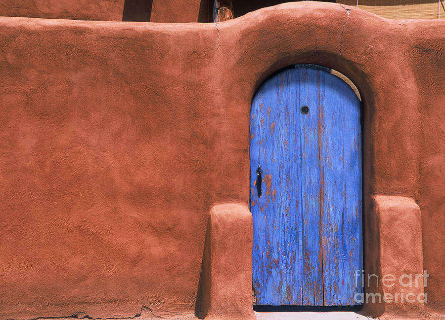 Santa Fe Gate No. 3 - rustic adobe antique door home country southwest Photograph by Jon Holiday