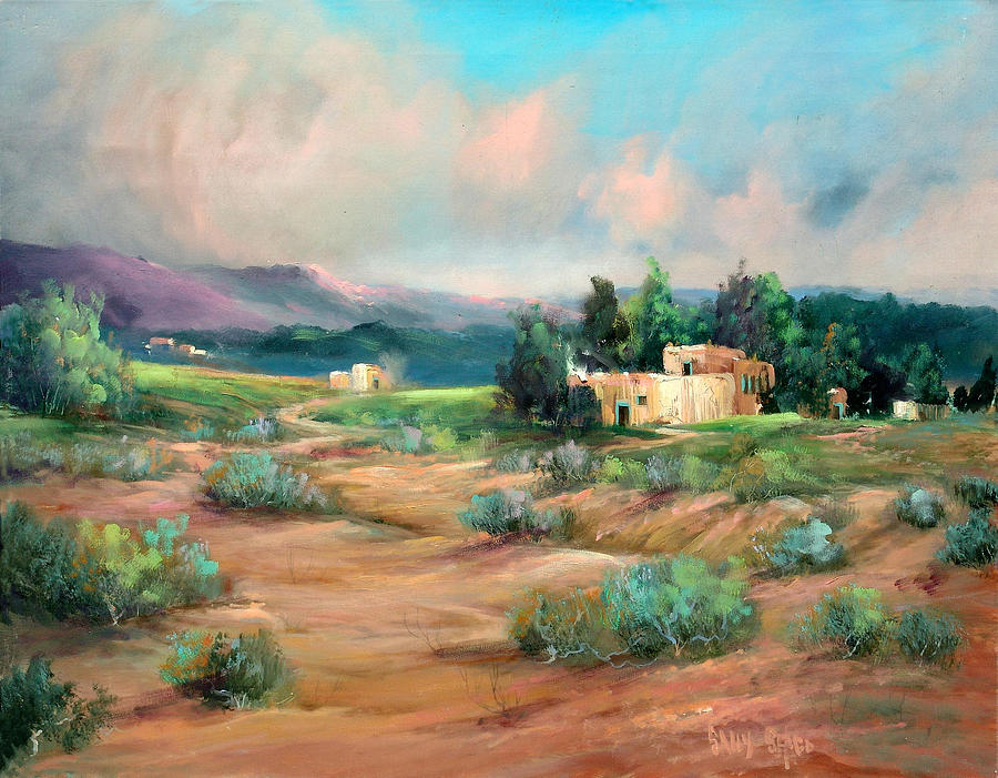 Santa Fe Pueblo Painting by Sally Seago