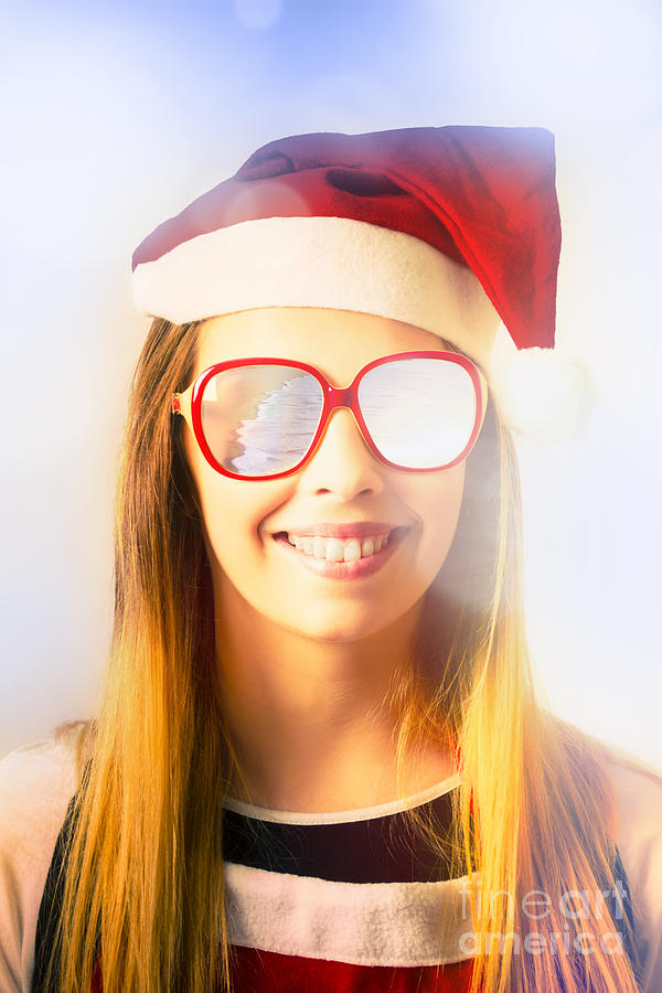 Santa hat woman celebrating Christmas in Australia Photograph by Jorgo Photography