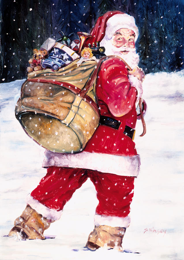 Santa Claus Painting - Santa in the Snow by Sheila Kinsey