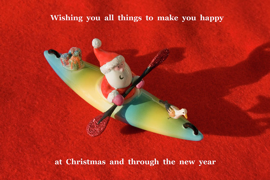 Santa Kayaking Card Photograph by Sally Weigand