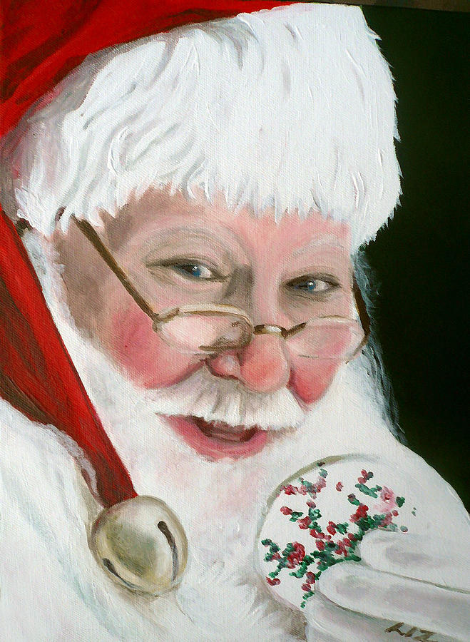 Santa Painting by Liz Zahara