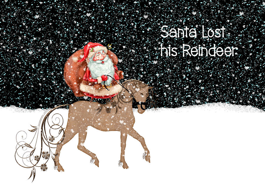 Santa Lost his Reindeer Card Digital Art by Rosalie Scanlon