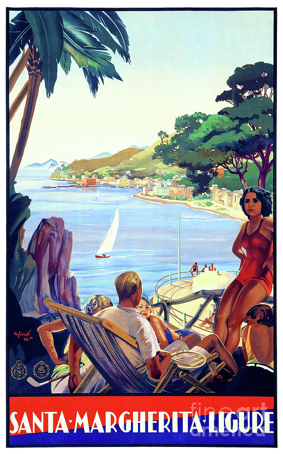 Vintage Mixed Media - Santa Margherita Ligure Vintage Poster Restored by Vintage Treasure