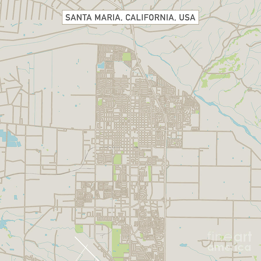 City Digital Art - Santa Maria California US City Street Map by Frank Ramspott