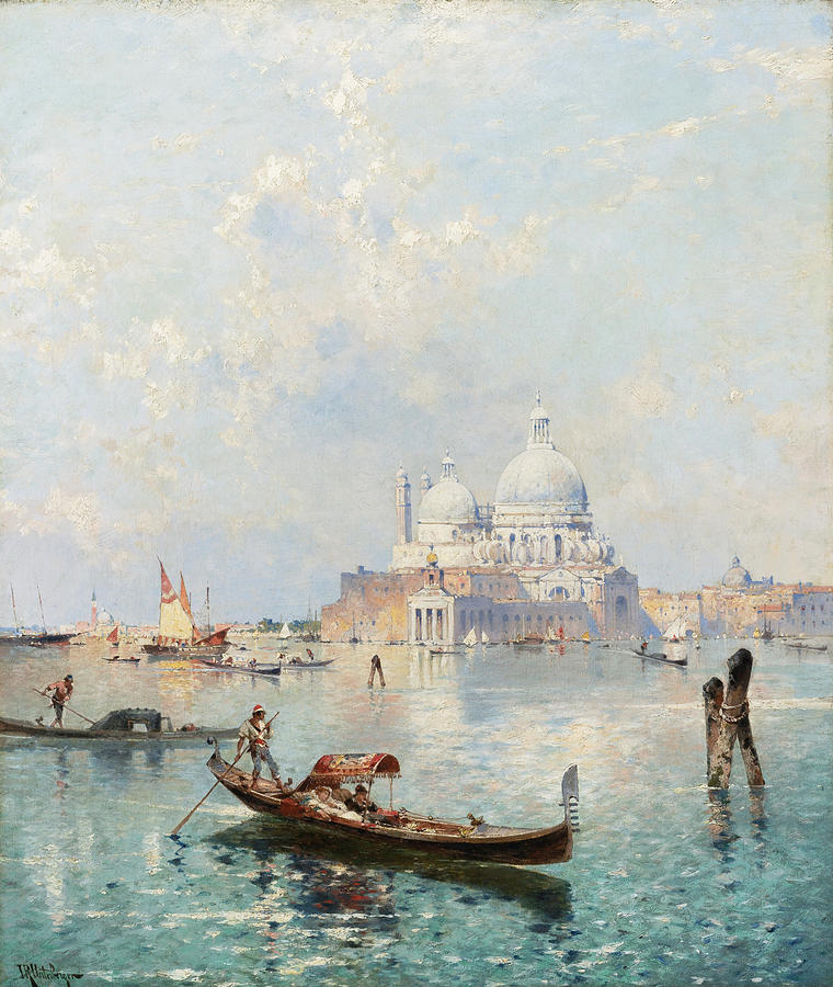 Santa Maria della Salute on the Grand Canal Painting by Franz Richard Unterberger