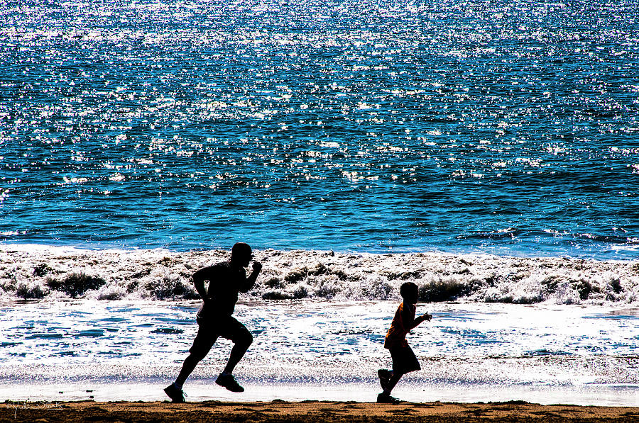 Santa Monica Beach Father And Son Photograph