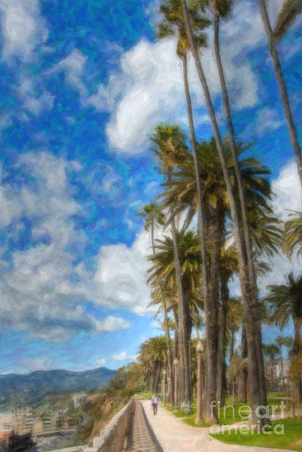 Santa Monica Photograph - Santa Monica CA Palisades Park Bluffs Palm Trees by David Zanzinger